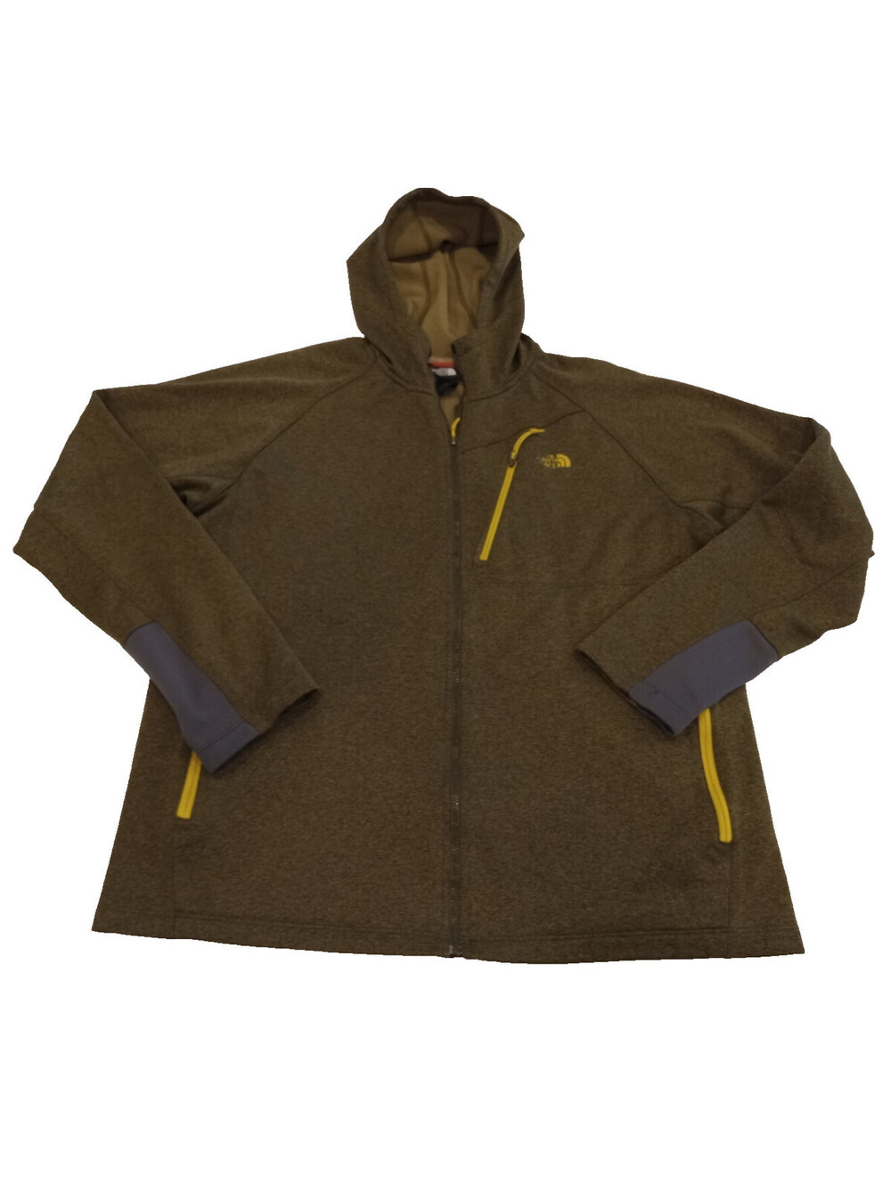 The North Face Canyonlands Hoodie Men's XL Olive Green Yellow Accent Full Zip